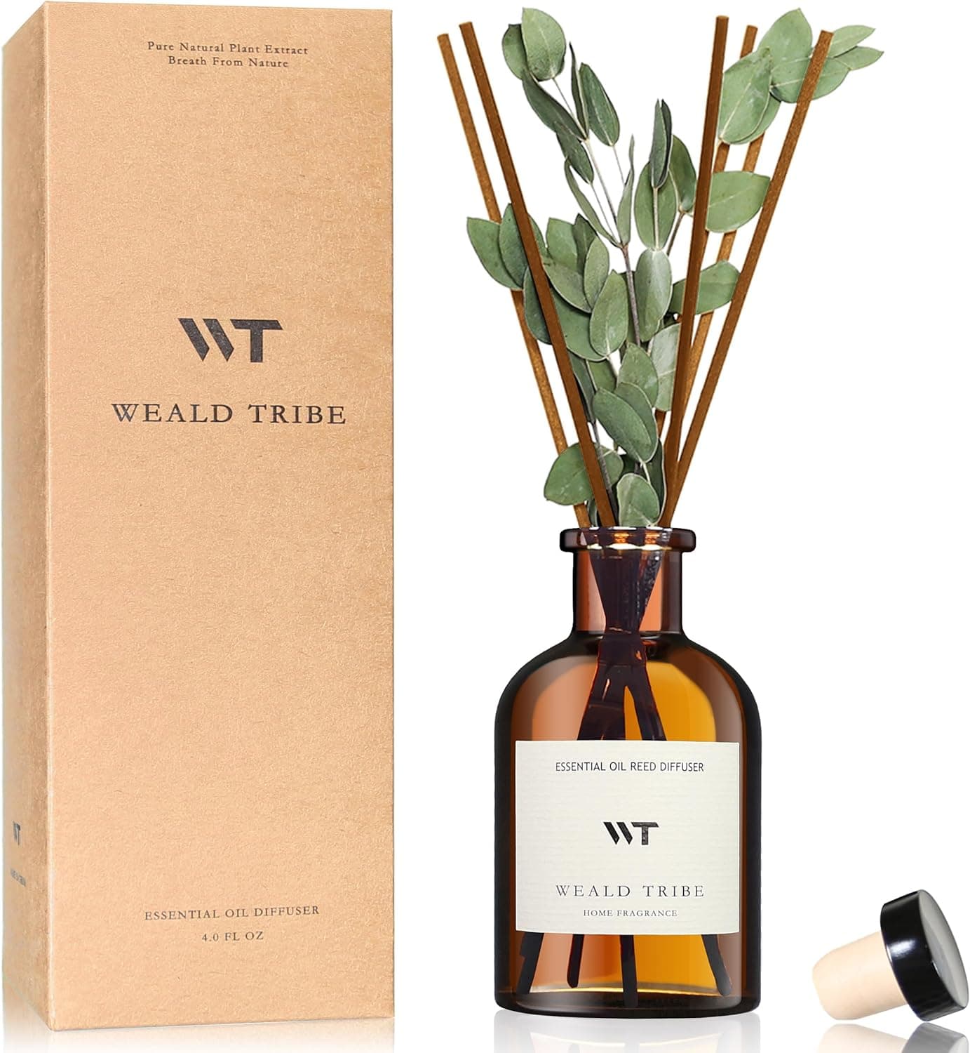 WEALD TRIBE Flower Reed Diffuser Set Eucalyptus & Lavender Scent For Bathroom Accessories Shelf Decor & Air Fresheners, Sticks Defusers With 4.0 fl oz Essential Oils, House Bedroom Office Decor & Gift - image 1