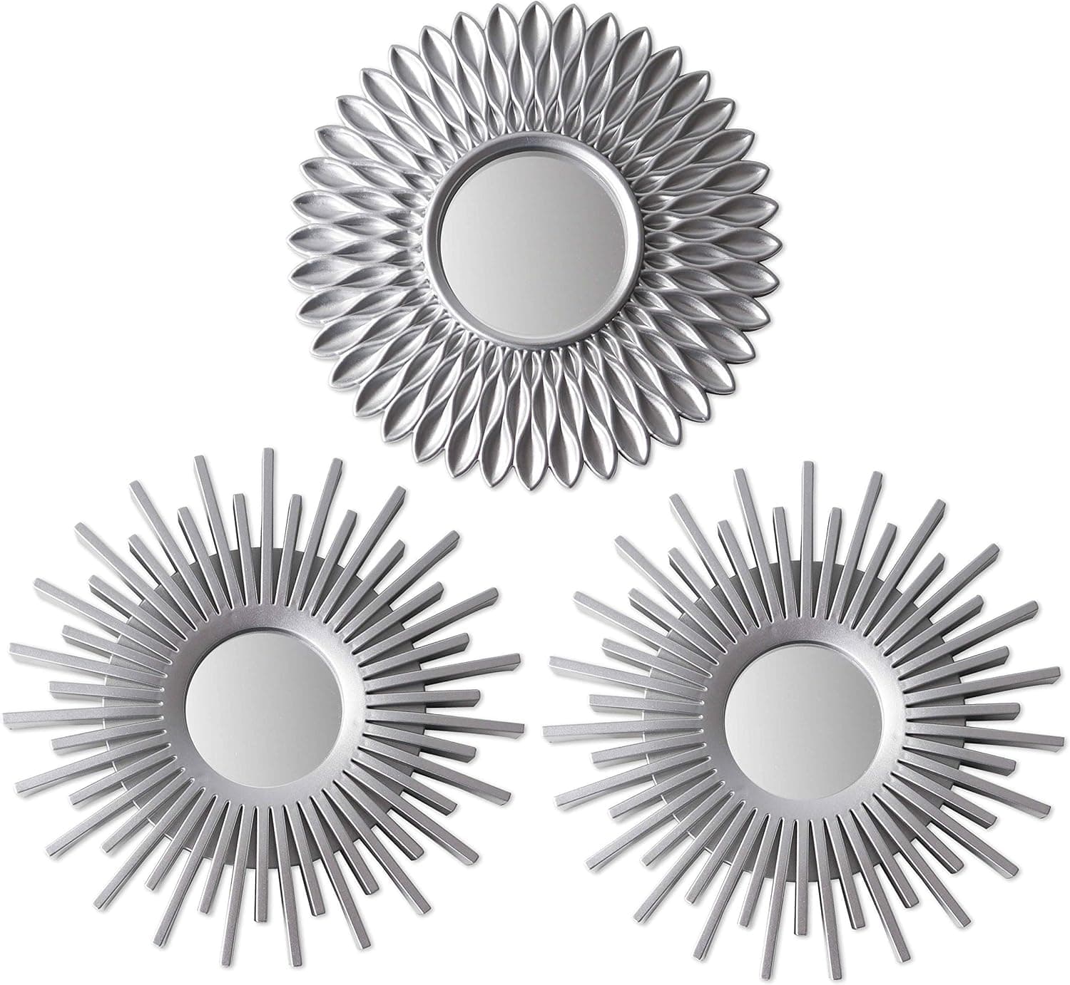 BONNYCO Wall Mirrors Pack of 3 Round Silver Mirrors for Home Decor, Bedroom and Room. Espejos Decorativos de Pared Sala Dormitorio, Circle Wall Decor Minimalist Vintage, Chic. Gifts for Women Mums - image 1